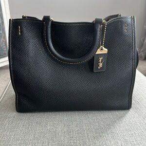 Coach Rogue Large Black Leather Tote